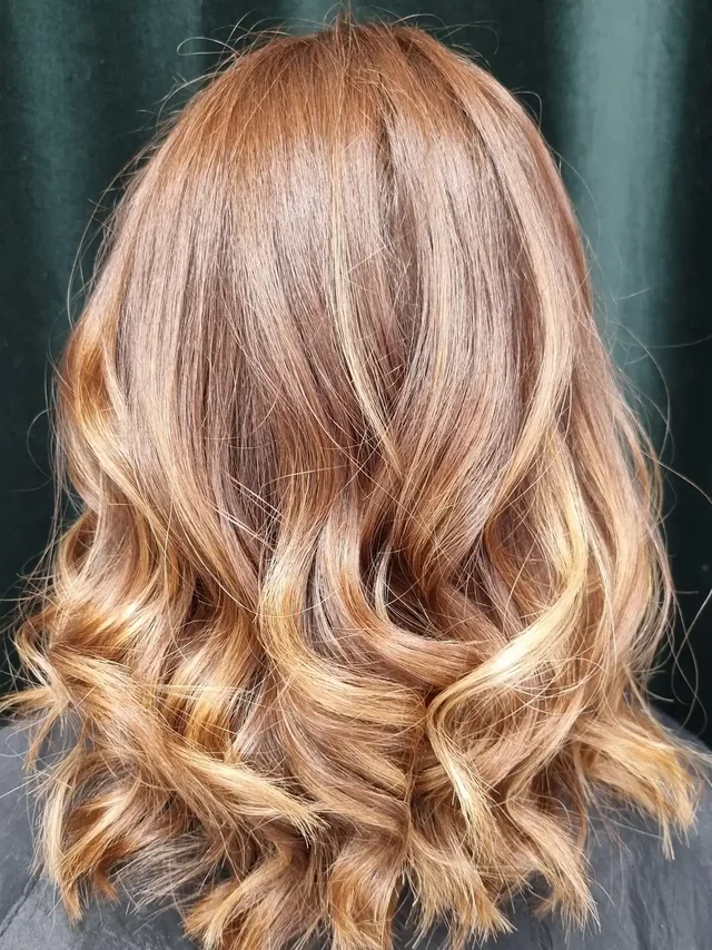 Copper lob with soft waves, coloured at Indigo