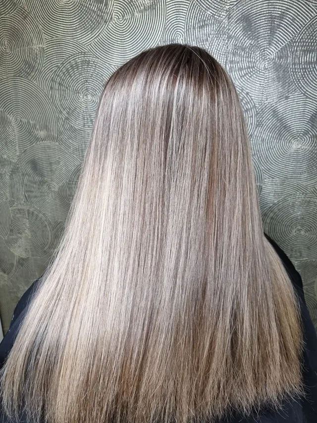 Long blonde balayage, coloured at Indigo
